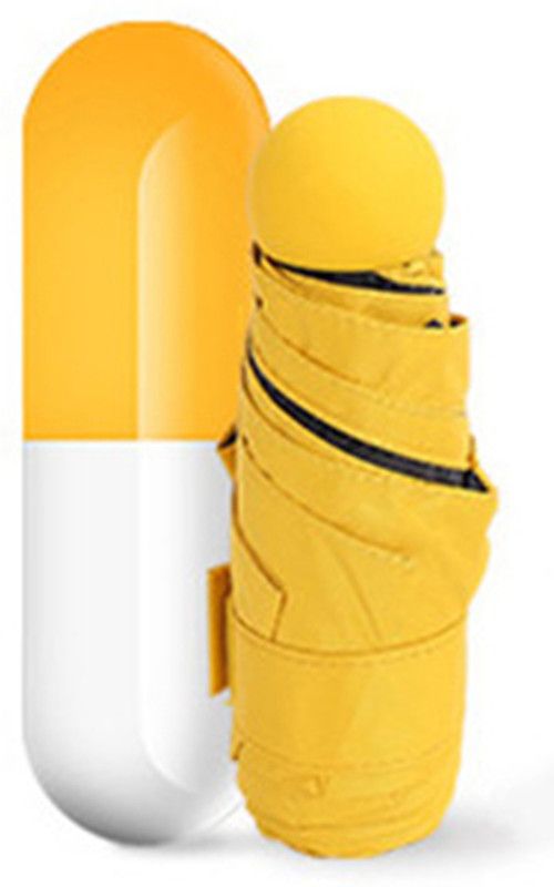 Home Story Deal Bugs Designer Ultra Mini UV Coated 4-Fold Travel Capsule Umbrella, 100 cm Sunflower Yellow Color Umbrella  (Yellow)