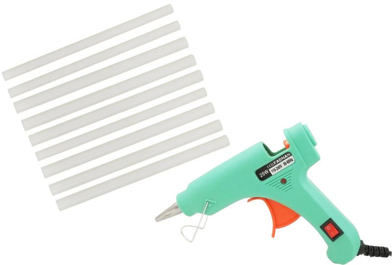 FADMAN TURQUOISE MINI HOT MELT GLUE GUN 20 WATT (ON OFF SWITCH & INDICATOR) WITH 9 ADHESIVE HOT GLUE STICKS Standard Temperature Corded Glue Gun  (7 mm)