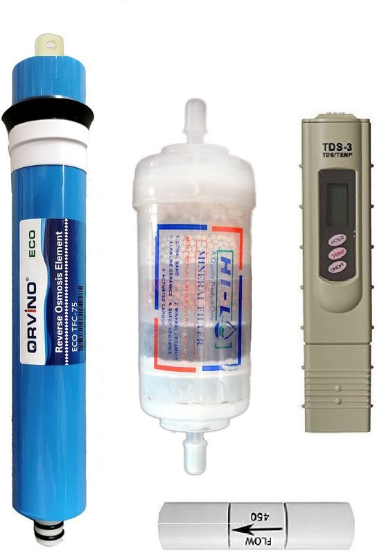 BIRDS RO 75GPD Qrvino Membrane With Mineral Cartridge, FR, & TDS meter for RO Solid Filter Cartridge  (0.05, Pack of 3)