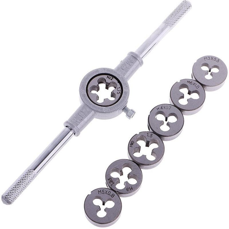 kts12 Bar + 7Pieces M3,M4,M5,M6,M8,M10,M12 Round Metric Dies