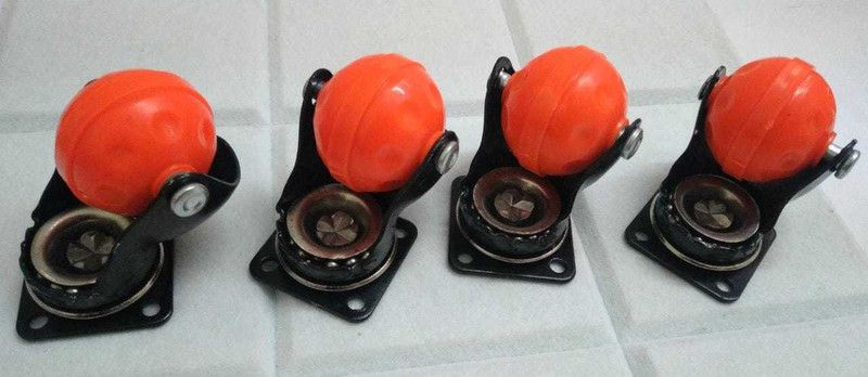 hinglaj 50 mm Bolcaster Swivel Castor Wheels Orange_10 Fixed Furniture Caster  (Pack of4)