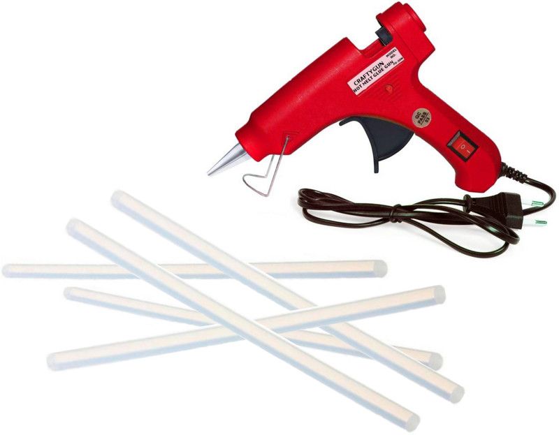 PICKTOOLS 20 WATT FD-20W RED GLUE GUN (ON OFF SWITCH&INDICATOR) 5 ADHESIVE HOT GLUE STICKS Standard Temperature Corded Glue Gun  (7 mm)