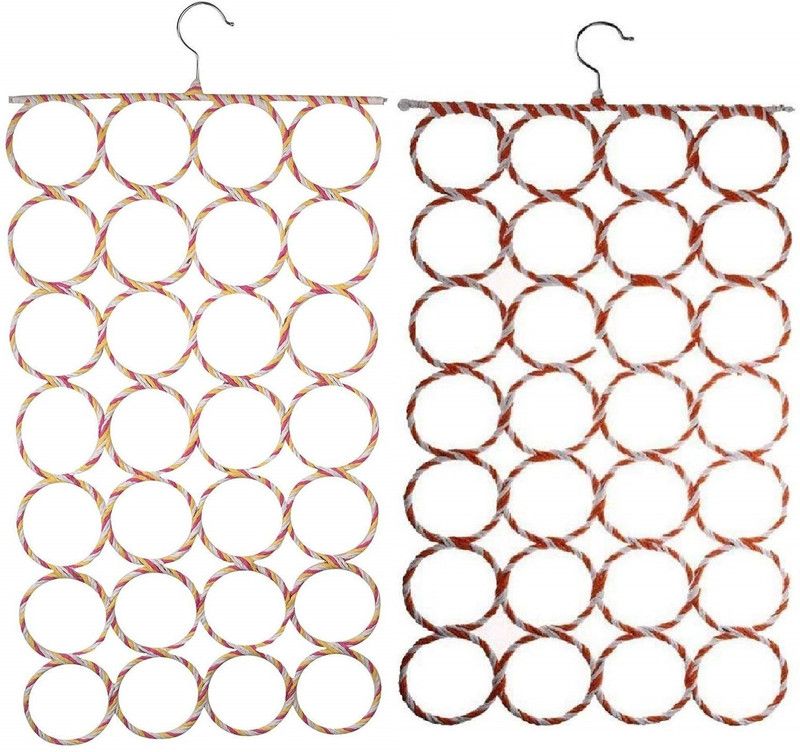 KitchenFest (Combo of 2) Premium 28 Loop/Ring Multi-Utility Hanger for Shawl, Pashmina, Scarf etc Scarf Organizer