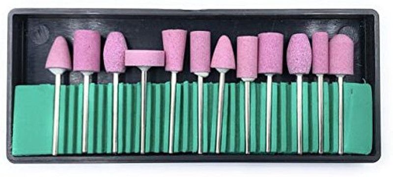 Erasio Abrasive Mounted Stone Bur 2.3mm Set of 12 for Grinding, Polishing, Carving &