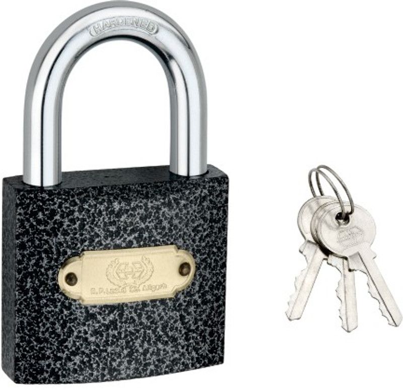 HARRISON C I -Cast Iron Pincylindrical Lock ( 5 Pins ) with 3 key- 50MM Padlock  (Black)