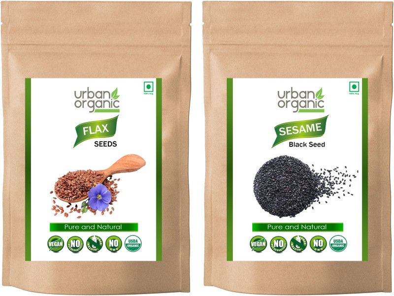 Urban Organic combo of Flax Seed / Sesame Black Seed (RAW seeds) 100 GM Per Pack Seed  (100 per packet)