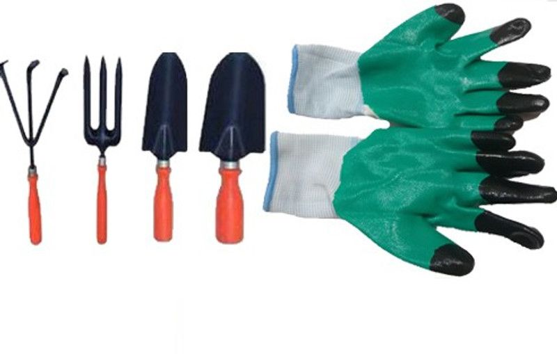 Laddu Gopal 5 pcs Gardening Tools Combo of Gloves ,Cultivator , Fork , Shovel And Trowel Garden Tool Kit  (5 Tools)
