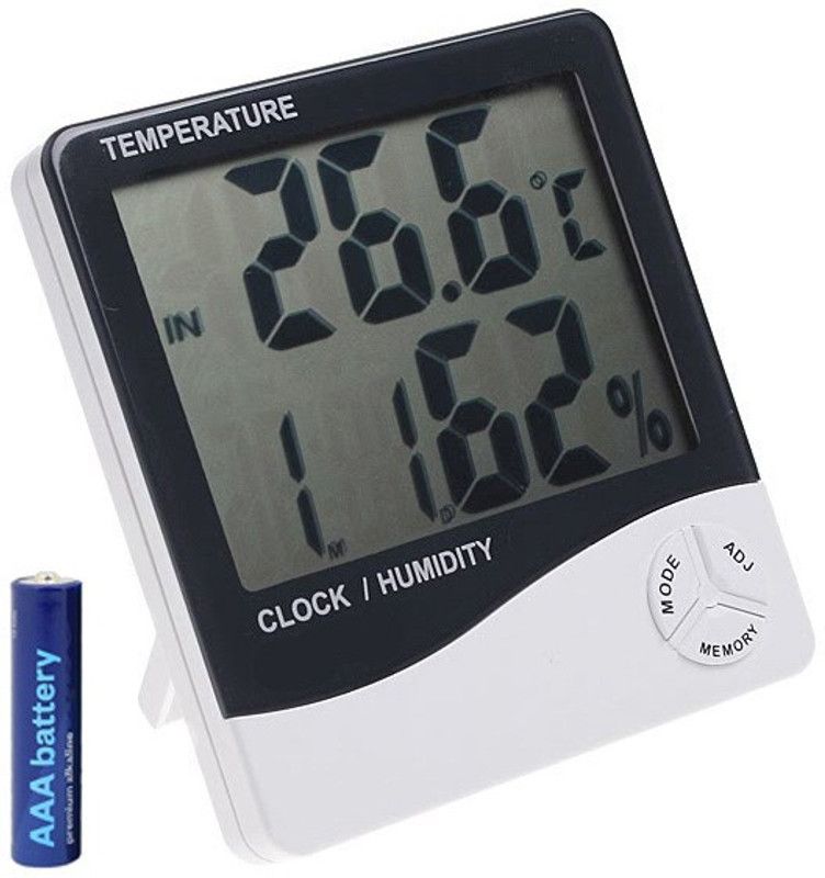 Right Gear Digital Hygrometer Thermometer Humidity Meter with Clock LCD Display HTC-01 Clock / Humidity Temperature Meter Hydrometer