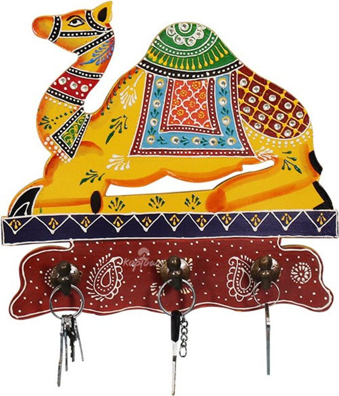Indian Craft House | MAROON-YELLOW CAMMEL HOOK | Wall Hanging for Living Room Decoration Hook 3  (Pack of 1)