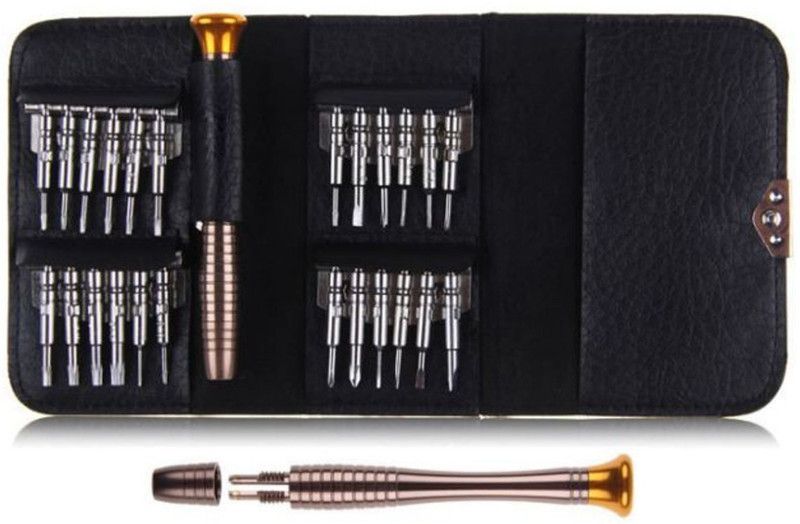 NIRVA 25 in 1 Screwdriver Set Precision Screwdriver Repair Tool Kits with Black Leather Bag for PC, Eyeglasses, Mobile Phone Standard Screwdriver Set  (Pack of 1)