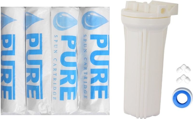 Pure 10” Spun candle 5 Micron 4 pcs with Bowl, Elbo and Teflon tape for water purifier Solid Filter Cartridge  (0.005, Pack of 8)