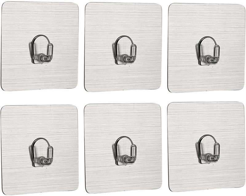 Mr Bhoot Magic Plastic Series Self Adhesive Hooks Capacity of 3 Kg Each Hook, Single Hook 6  (Pack of 6)