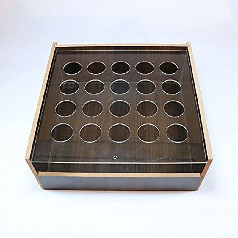 Ever Mall Acrylic Egg Box ,Square 20 Slot Egg Storage Holder MDF Egg Clear Transparent Display Stand For Countertop , Fresh Egg Cabinet ,Farmhouse Egg Rack Food Freestanding Egg Tray Kitchen Organizer Storage Box  (Brown)
