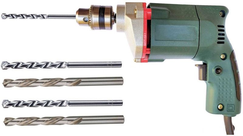 Inditrust 10mm Electric drill machine 350 W with 3pc Masonry drill bit 2pc hss wood drill bit (Pack of 6pc) Power & Hand Tool Kit  (6 Tools)