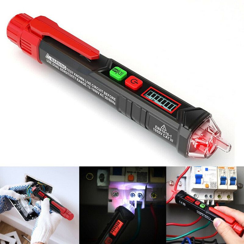 uptodateprouducts AC Voltage Tester Pen LCD Test Pencil 12V-1000V Sensitivity Electric Compact Pen Digital Voltage Tester