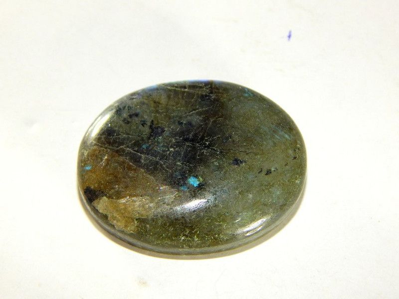 hoseki Natural Labradorite Cab Stone 3cm stone Regular Oval Crystal Stone  (Green 1 Pieces)