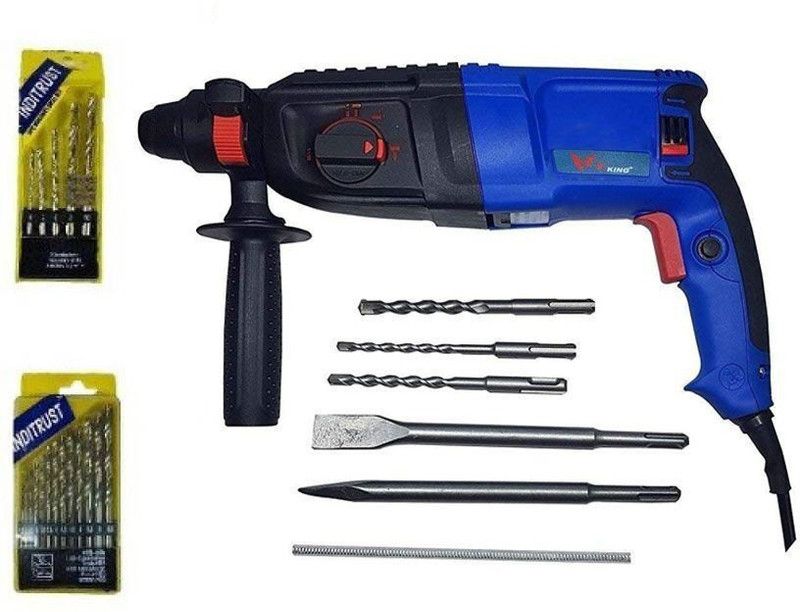 Qualigen 26mm 900W reversible rotary hammer machine Yi-king 2-26 RE with 5 bits 5pc masonry and 13pc HSS drill set Rotary Hammer Drill  (26 mm Chuck Size, 900 W)