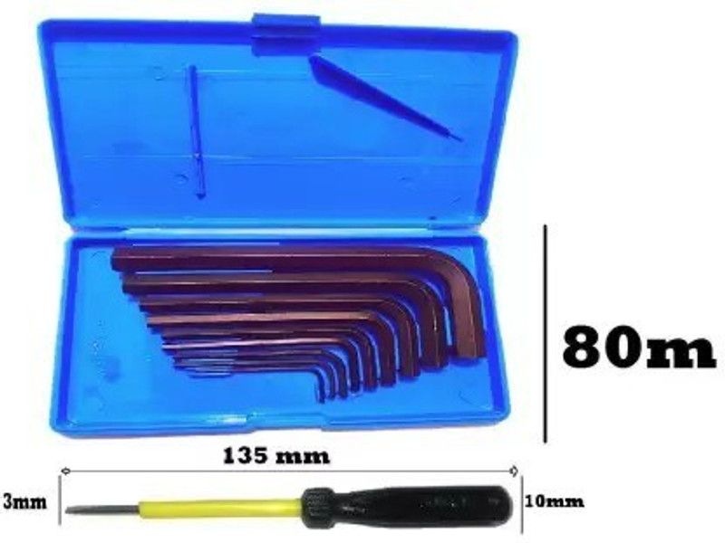 paliwalcreation 9 Pieces Hex Allen Key Wrench L Shape Repair Tool Set & Single sided screwdriver Allen Key Set