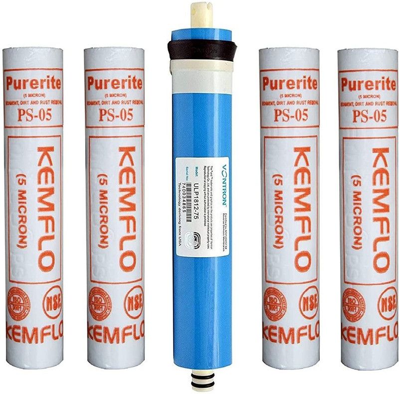 Aquawell 80GPD Vontron Geniune Membrane With Spun Filter for All Kind of Domestic RO Solid Filter Cartridge  (0.005, Pack of 5)
