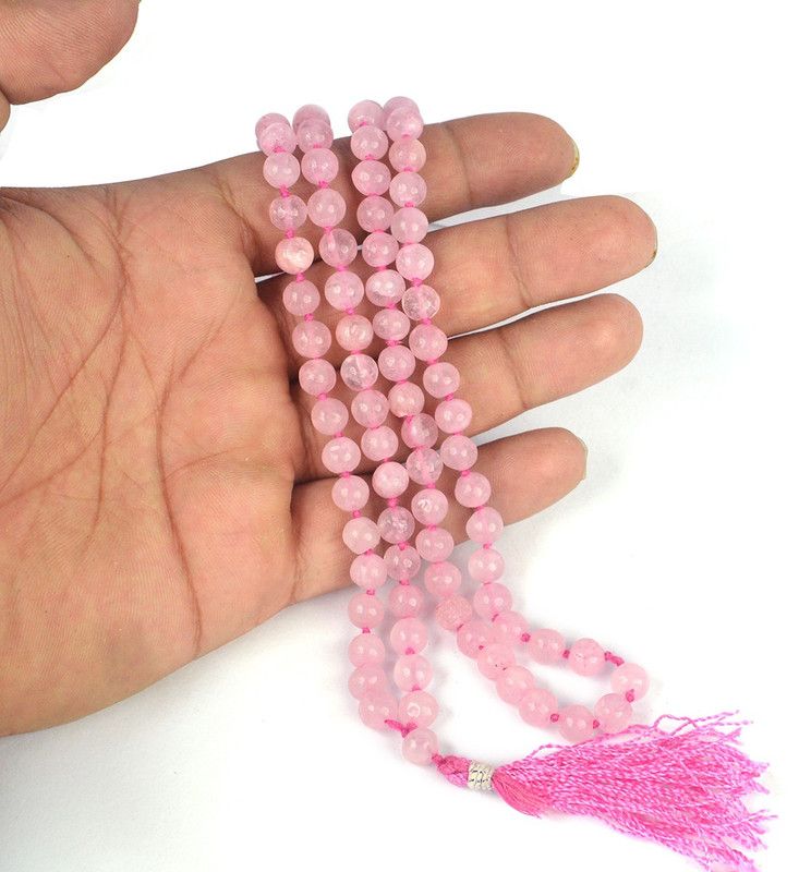 REIKI CRYSTAL PRODUCTS Rose Quartz Mala 108 Round Beads 6 mm Crystal Stone Mala Reiki Chakra Healing Gemstone For Unisex Regular Round Crystal Stone  (Pink 1 Pieces)