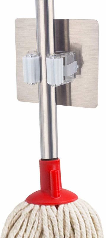 Magic Sticker Series Self Adhesive Mop & Broom Holder (White) Hook  (Pack of 1)