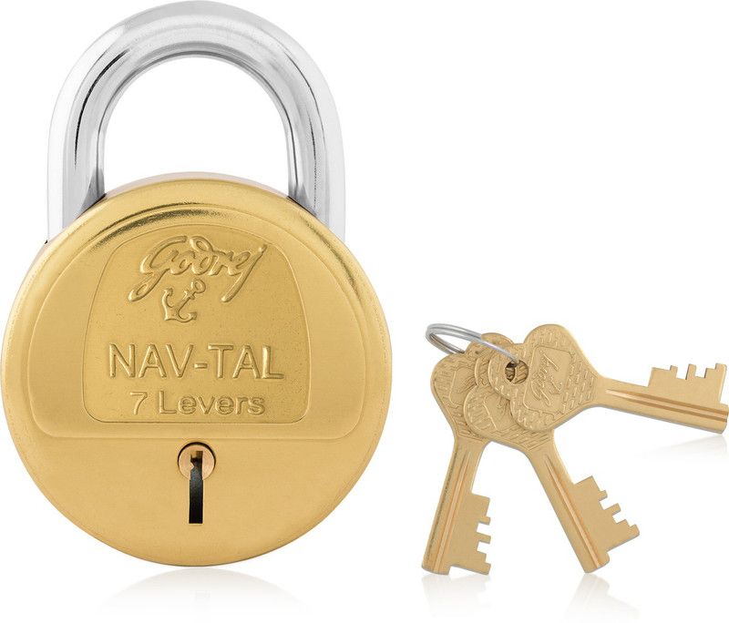 Godrej Nav-Tal 7 Levers 4 Keys Padlock  (Brass)