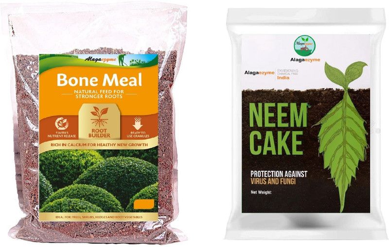 Alagaezyme Natural Neem/Khali cake powder and Bone meal organic fertilizer ( 0.5 + 0.5)kg Fertilizer, Manure, Husk  (1 kg, Powder)