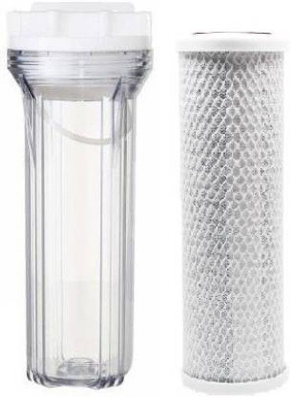 DOC RO Crystal Pre Filter Housing With Activated Carbon Block Filter For Domestic Water Purifier 10 Inch Clear Transparent 1/4 Inch Inlet Solid Filter Cartridge  (5, Pack of 2)