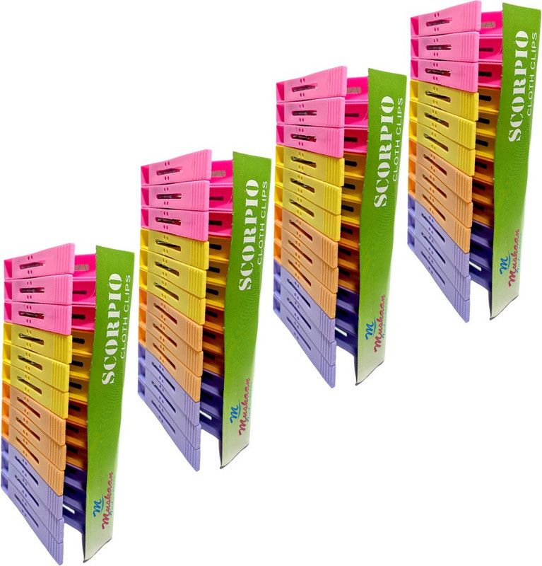 Muskaan Scorpio Cloth Clips Pack of 48 Plastic Cloth Clips  (Multicolor Pack of 48)