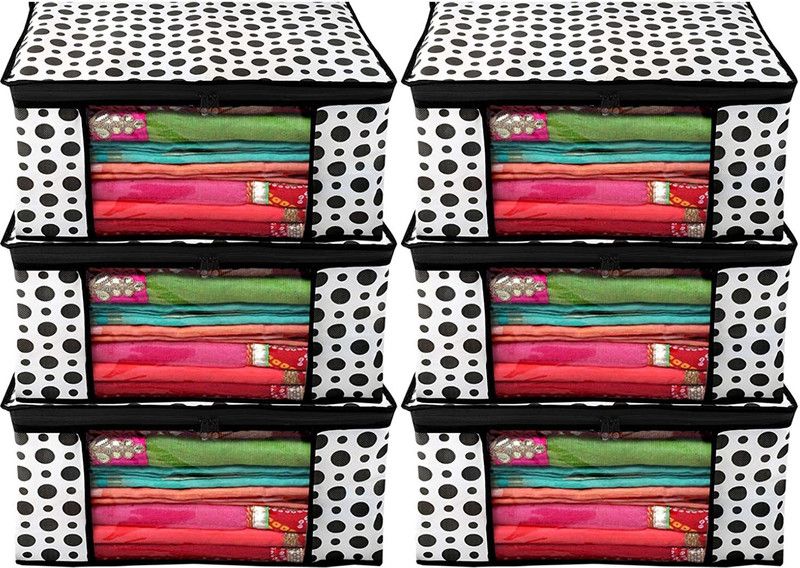 KUBER INDUSTRIES Shelf Organizers  (Black, White, Cotton)