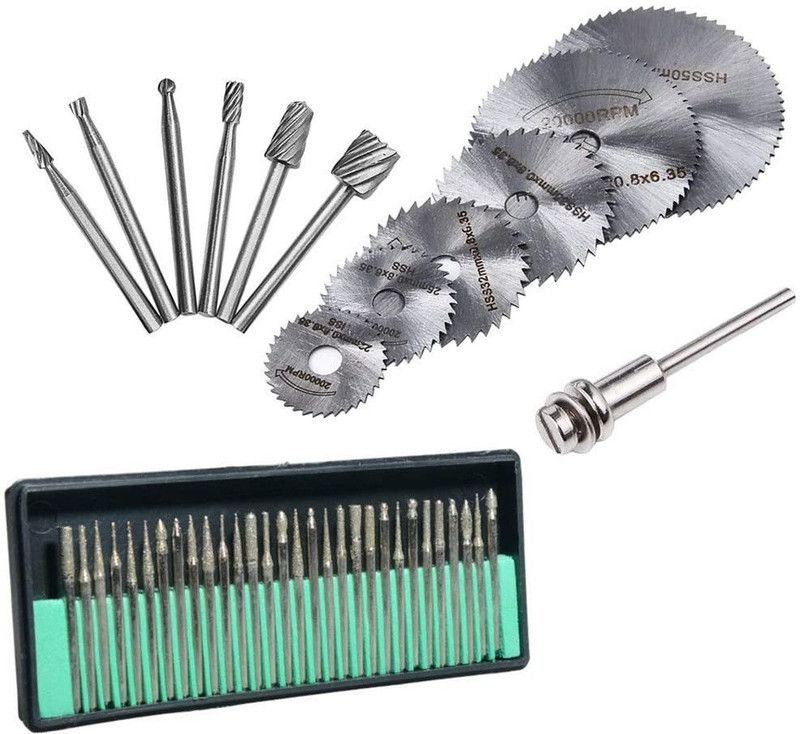 ATOZTOOLS Diamond Engraving /Circular Saw Blade/Diamond Burr Bits for Dremel Attachment 42 Bits Drill Kit Rotary Bit Set  (42 Bits)