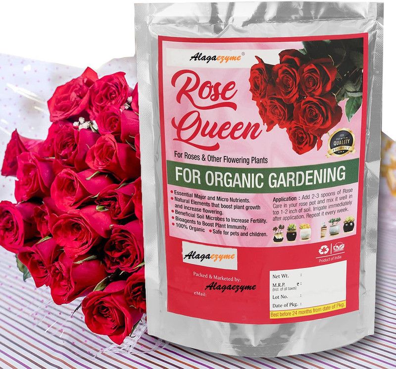 Alagaezyme Rose queen 100% Organic Premium Quality ROSE FERTILIZER Best for Rose Plants Fertilizer (0.800 kg, Powder) Fertilizer, Manure  (0.8 kg, Powder)