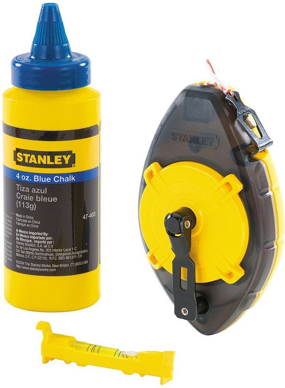 STANLEY 0-47-465 STANLEY 0-47-465 30M PowerWinder Chalk Line (Yellow and Silver) Non-magnetic Line Level  (23 cm)