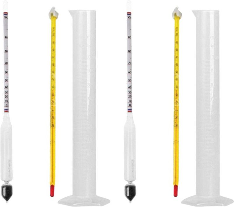 BOMBEY SCIENTIFIC Plastic Test Jar 250Ml & Hydrometer 0-100 & Alcohol Thermometer -10 To 110 Hydrometer