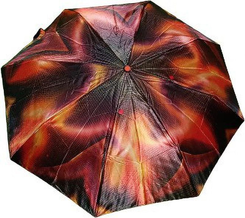Wild Valley Multicolour Brown Printed 3 Fold Umbrella For Men & Women UV Protection Layer Umbrella  (Multicolor)