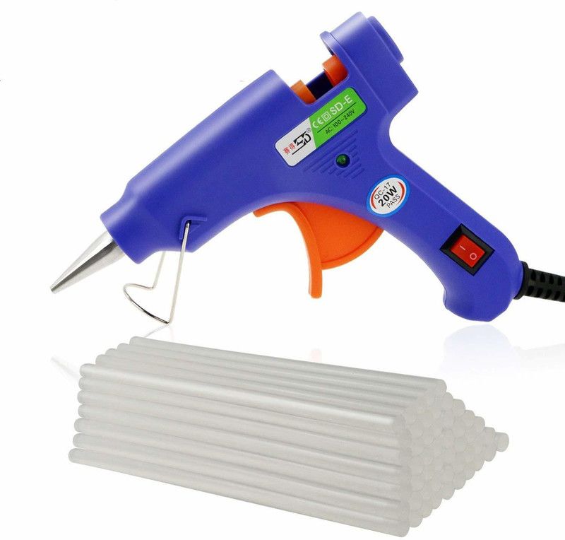 HOTGUN 20 WATT 7MM hot melt Glue Gun with ON Off Switch and LED Indicator (Free 15 Transparent Glue Sticks) Corded Glue Gun  (7 mm)
