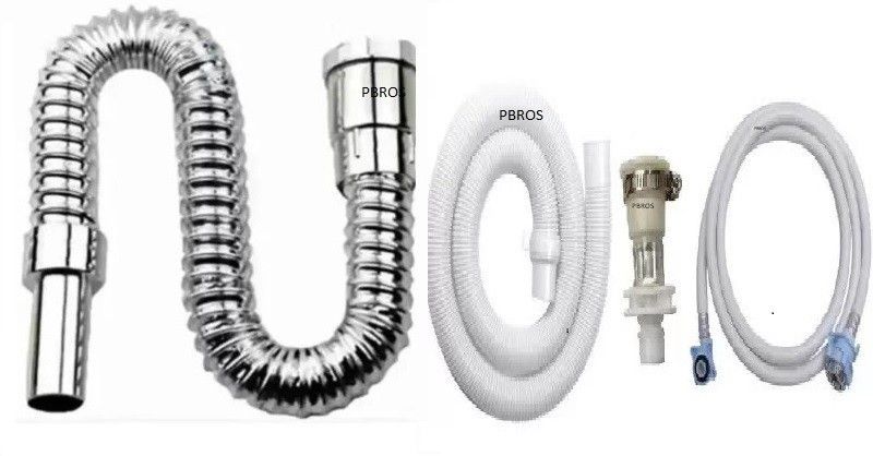 PBROS 1.5 Meter Washing machine Hose Inlet pipe,Outlet Pipe,Tap Connector &Chrome pipe Hose Pipe