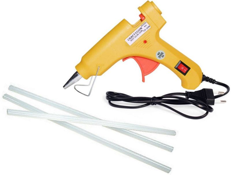 PICKTOOLS YELLOW MINI 20 WATT - 3 GLUE STICKS OF 7MM SIZE Standard Temperature Corded Glue Gun  (7 mm)