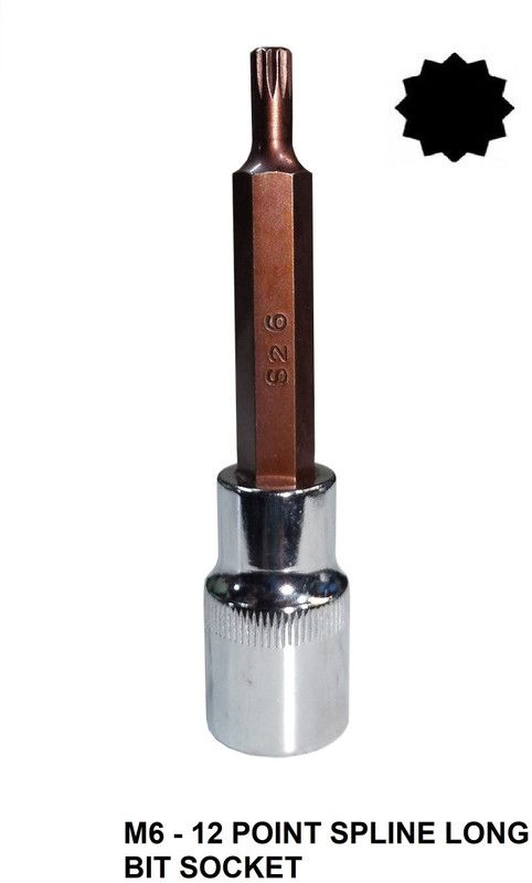 TOM M6 - SPLINE Hardened and Tempered Long Bit Socket 1/2" Drive Socket Set  (Pack of 1)