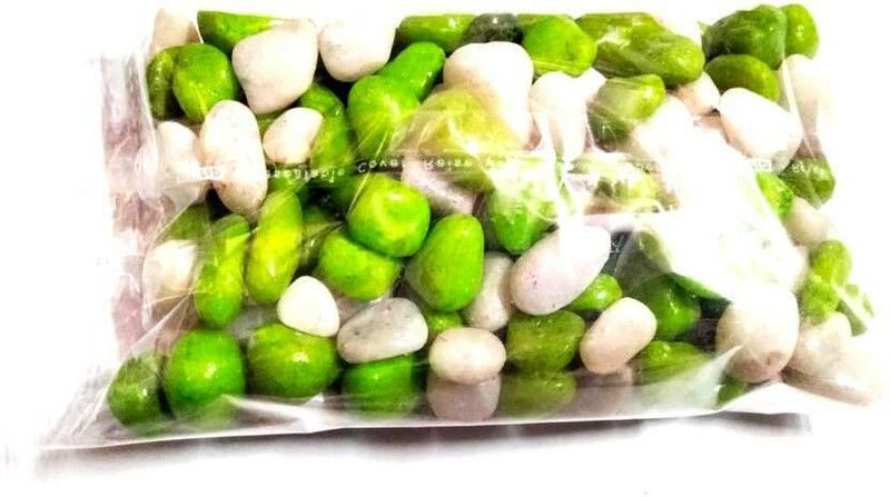Green Plant indoor Mixstone2004 Painted Rectangular Marble Stone  (White 475 g)