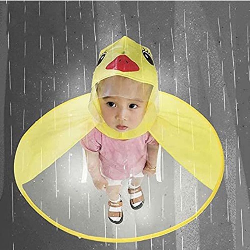 Faduseller The hands free hat umbrella made with durable, soft, comfortable, no odor, nontoxic PEVA/EVA Umbrella  (Yellow)