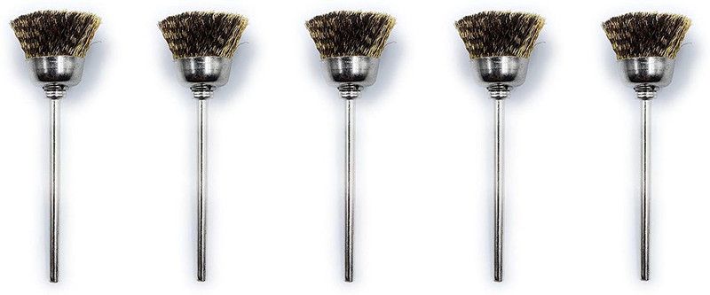 fozti Brass Wire Cup End Brush 5pcs for Satin Finish, Deburring, Rust Removal & Cleaning for Dremel Rotary Tool, Micro Hand Motor, Polishing Motor for Jewellery Making, Watchmaking, Model Making Rotary Tool  (2.35 mm)