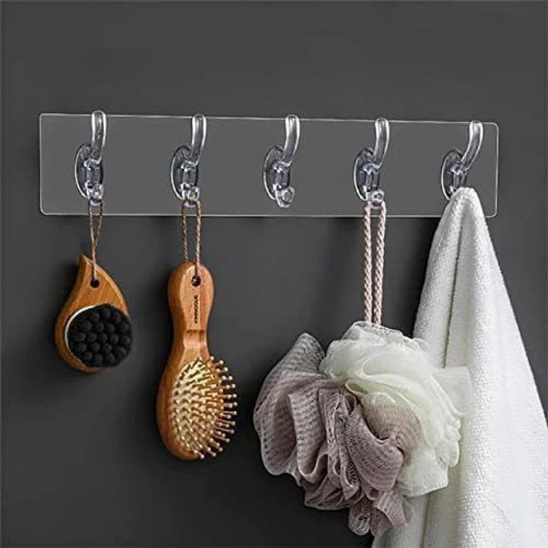 NOHUNT Transparent Strong Self Adhesive Door Wall Hanger Hook Plastic Trousers Hanger For Trousers  (Multicolor)