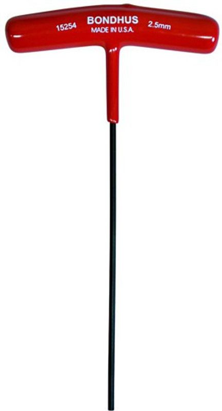 BONDHUS 15254 2.5mm Hex T-Handle 6" Length (2Pc.) Allen Key Set