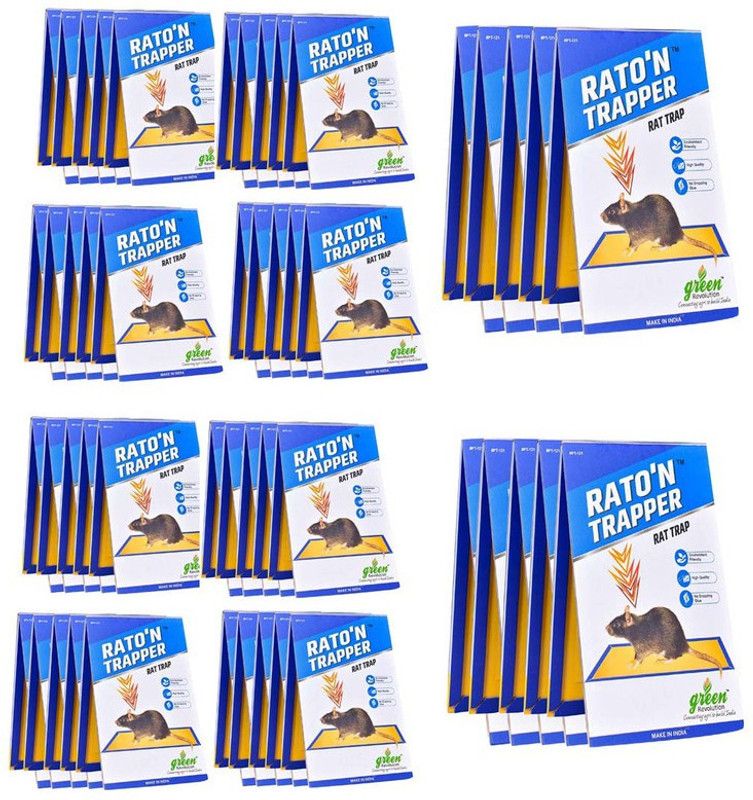 Green Revolution Rato'n Trapper/Rat/Mice Trap, Non-Toxic Glue tarp Easy use (Set of 50) Live Trap