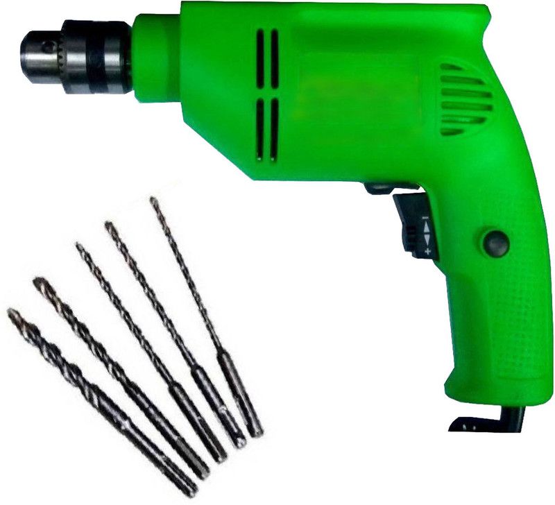 GREEN HOME Reversible Drill Machine 5 Bits GHPDM2005/10mm Pistol Grip Drill  (10 mm Chuck Size)