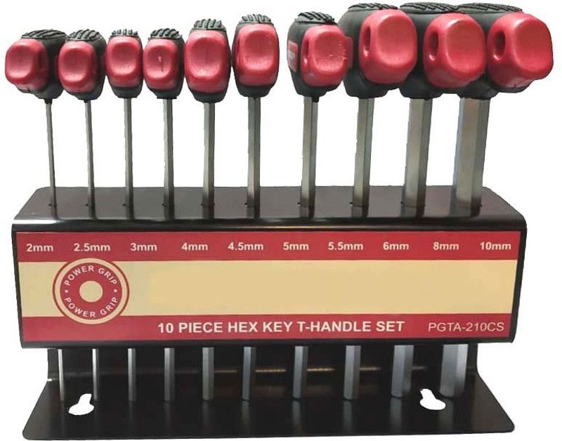 ISC Power Grip Professional 10 Piece Hex Key T-Handle Set Allen Key Set