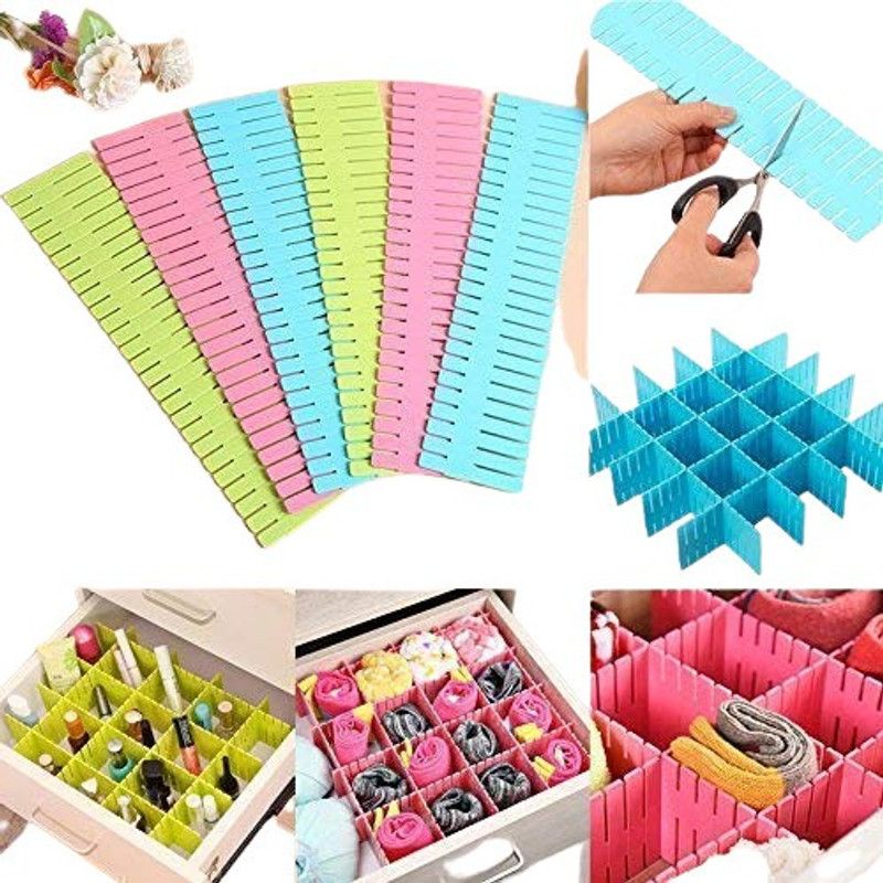 SHREEVINAYAKIN Adjustable Stretchable Interlocking Drawer Closet Divider  (Plastic)