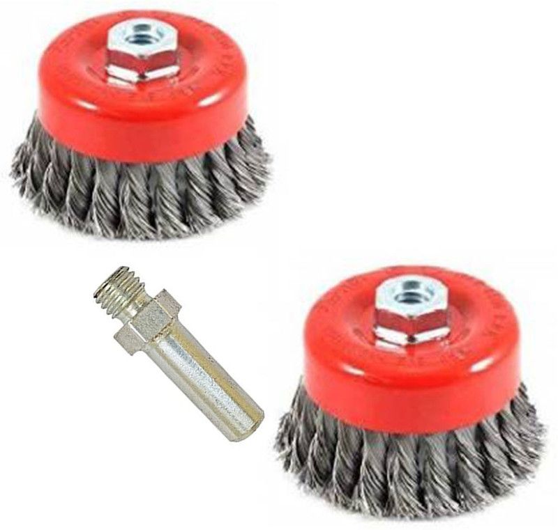 Kshivi 3 Inch Twisted Wire Wheel Cup Brush for Angle Grinder With Drill Attachment Wheel Brush  (Pack of 2)