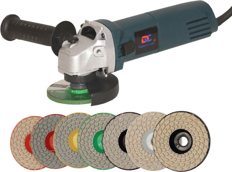 Digital Craft 670W Angle Grinder Grinding machine Electric Angle Power Tools For woodworking Electric Cutting Tool Polishing Machine With 7Pc 4" Diamond Polishing Pads For Glass Granite Marble Concrete Stone Angle Grinder  (100 mm Wheel Diameter)